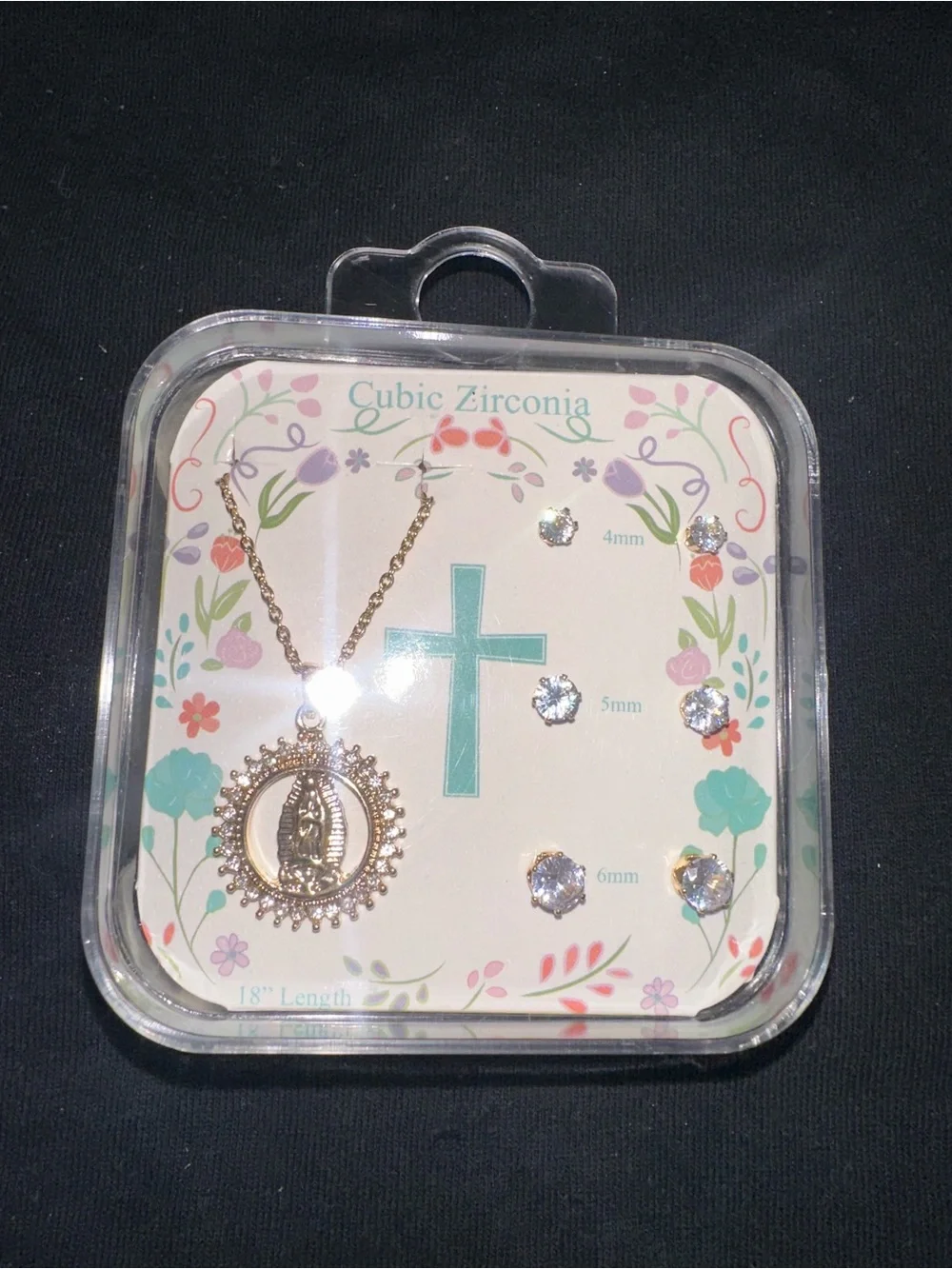 Praying Hands Pendant Necklace & Stud Earring Set — 18